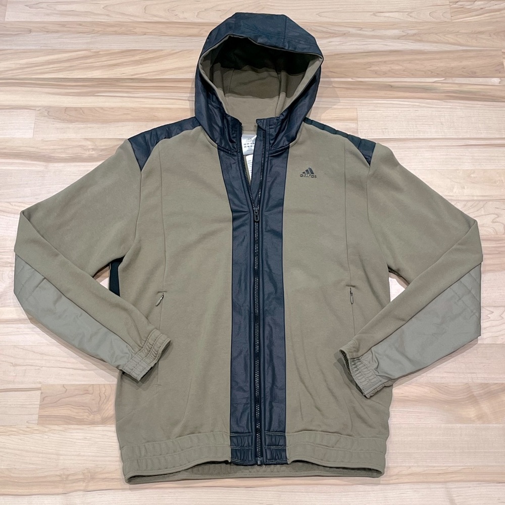 NWT Adidas Men’s Climalite Full Zip Hoodie Sweatshirt Jacket - Green/Black, Sz M